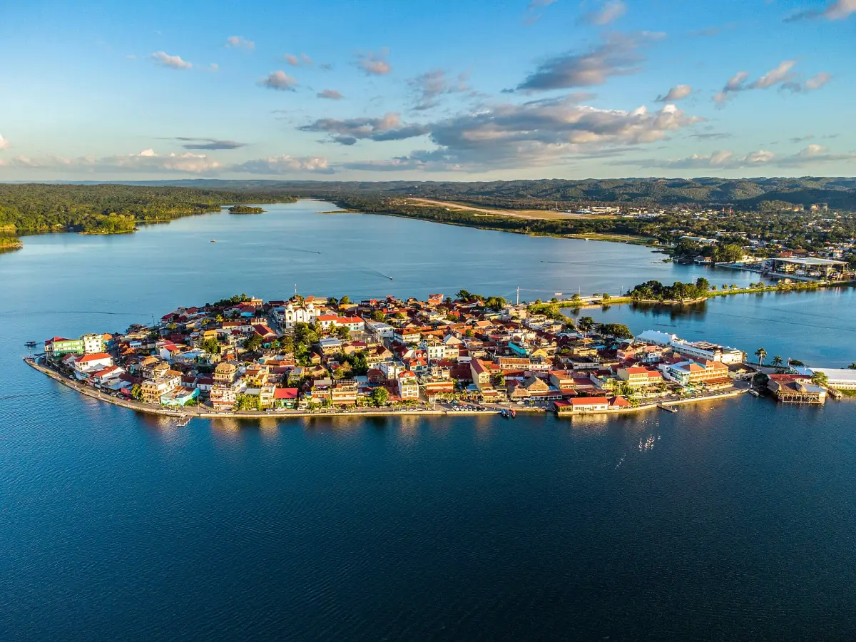 The island town of Flores in Lake Petén Itzá